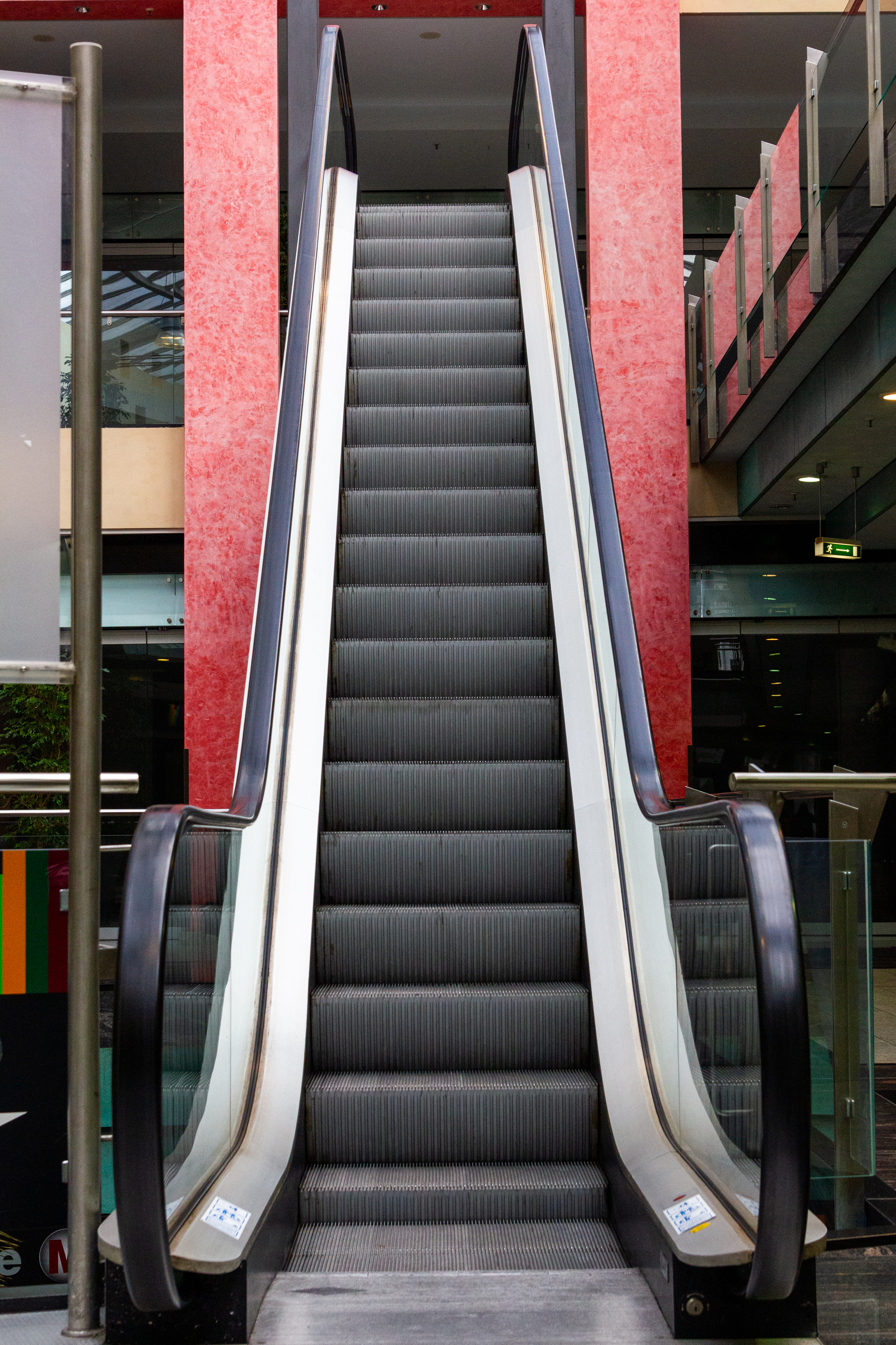 Escalator in department store. Modern escalator